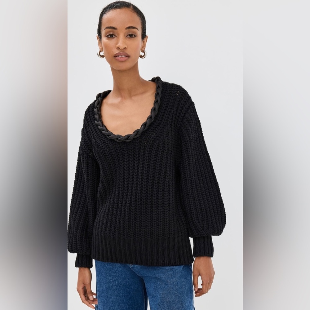 Aje Black‎ Braided Scoop Neck Sweater